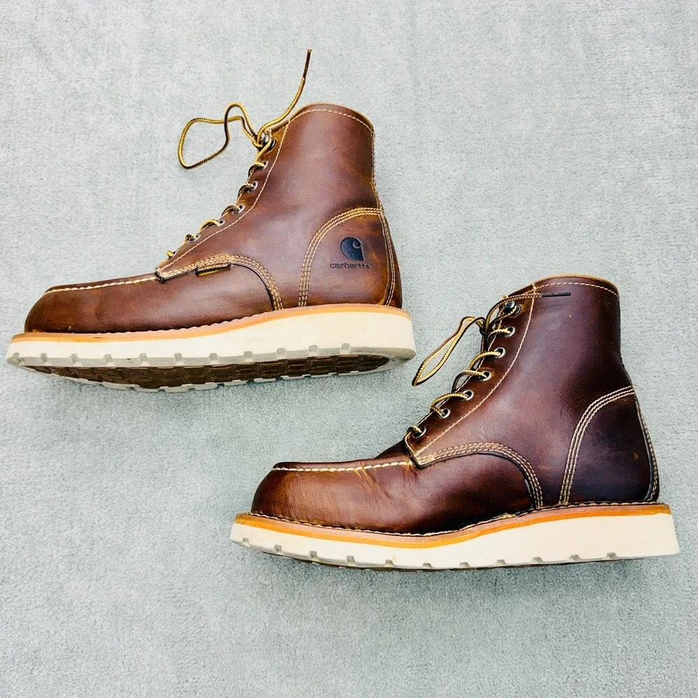Carhartt Women's 8.5 Waterproof Steel Moc Toe Wedge Work Boots EH Slip Resistant